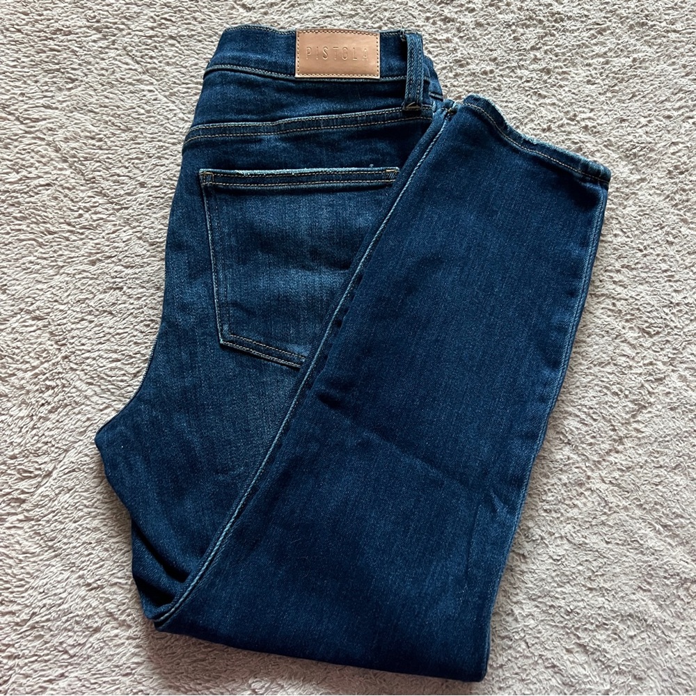 Pistola Denim High Rise Slim Leg Jeans Preppy Minimalist Biker Capsule Size 31